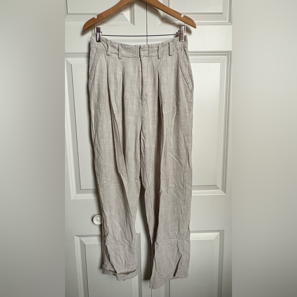Free People / Beige Linen-Blend Trouser / 4